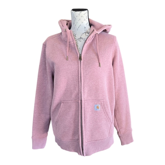 Carhartt Pinkish Red Zip Up Hoodie Sweatshirt Jacket M - Picture 1 of 8